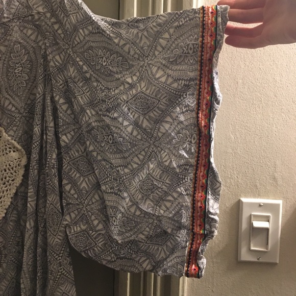 Grey Embroidered Beach Shawl - Picture 3 of 3